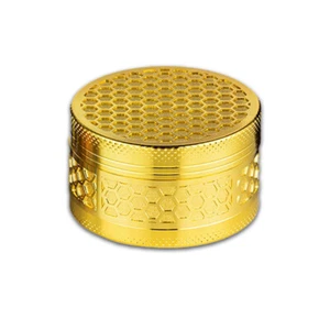 Grinder Crusher | Farbe: Gold | Waben Hexagon Design | Metall | ⌀ 5 cm - Bild 1 von 3