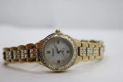 Armitron Watch Rhinestone Bezel Crystals 75/3689GP Gold Bracelet Womens New Batt - image 1 of 4