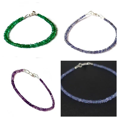 Venta al por mayor Multi Piedras Preciosas 3-4 mm Rondelle Micro Facetadas Cuentas Joyería 7" Pulsera Foto 1 de 2