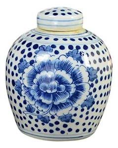 Vasoio Coperto in Ceramica Fiori Porcellana Blu e Bianco Festcool Stile Antico V... - Foto 1 di 2