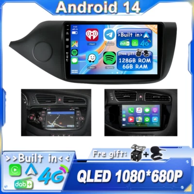 QLED DAB+ Für Kia Ceed 2012-2016 Android 14 Autoradio Car Play GPS QLED 4G 128GB - Bild 1 von 4