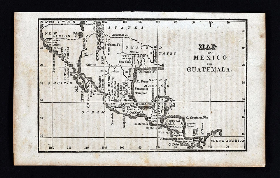 1830 Nathan Hale Map Mexico United States Texas New Albion California Yucatan - Image 1 of 3