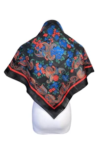Großes quadratisches Kopftuch Accessoire schwarz Streifen gepunktet rot blau Paisley Blumen - Bild 1 von 8