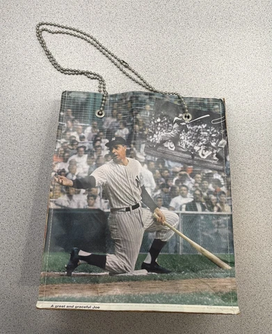 Your Sisters Mustache Joe DiMaggio Yankees Homemade Paper Hand Bag RARE Cover