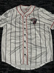Marvel Deadpool on Unicorn Baseball Jersey Pinstripe Style Men's Size M - Picture 1 of 3