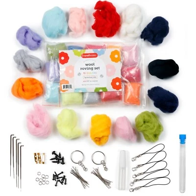 Incraftables Wool Needle Felting Kit (15 colors). Wool Felting Kits - Image 1 of 4