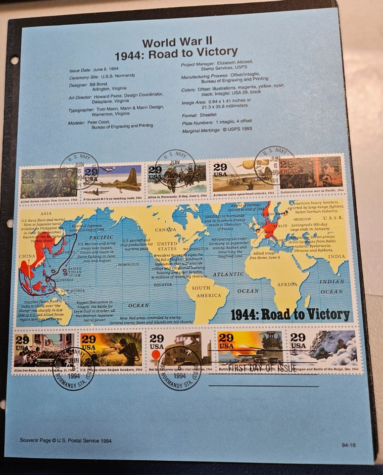 US Stamp Sc2838, SP - 1944 Road to Victory, FDC, Used F/VF CV$7.00 (504SP45) - Image 1 of 1