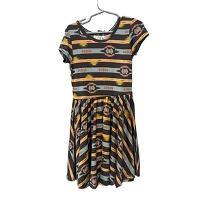 Dot Dot Smile Burnt Orange Striped Aztec Print Multi-Color Girls Dress NWT 5/6 - Picture 1 of 5
