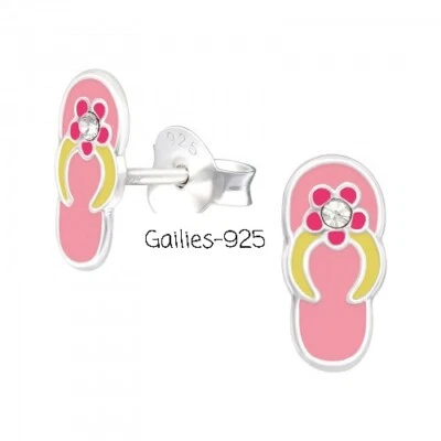 925 Argento Sterling Cristallo Rosa Infradito Orecchini a Lobo , Bambini Bambine - Immagine 1 di 4