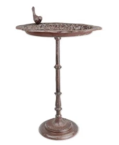 Jugendstil Vogeltränke mit Ständer aus Gusseisen in braun H 51,5 cm Gartendeko - Bild 1 von 1