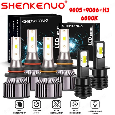 9005+9006+H3 LED Headlight Hi+Lo Fog Light For Acura Legend 1990-1994 6000k 6x - Image 1 of 4