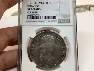 1821 D CG Mexico 8 Reales Durango Ngc XF Details Cleaned Tough Coin - Image 1 of 3