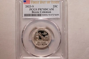 2023-S BESSIE COLEMAN WOMENS QUARTER GRADED PCGS PR70DCAM FIRST DAY OF ISSUE - Bild 1 von 4