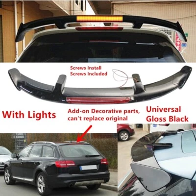 W/ Light Universal For AUDI A6 2005-2011 C6 Wagon Rear Window Roof Spoiler Wing - Image 1 of 4