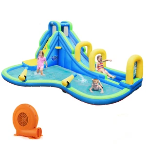 Kids Bounce House Castle Splash Water Pool Inflatable Water SlideW/ 750W Blower - Picture 1 of 8