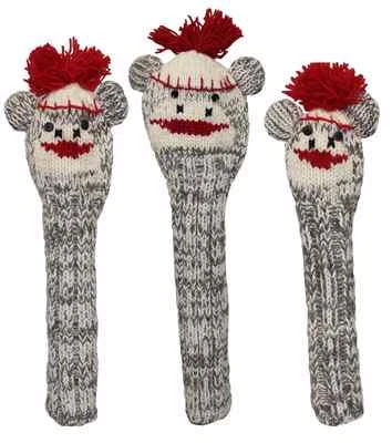 Sunfish Sock Monkey animal knit wool golf headcover set Driver, Fairway, Hybrid - Image 1 of 3