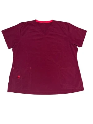 Carhartt Force Scrub Top Womens 3X Cross Flex Media Wine V-Neck Nurse Medical - Image 1 of 4