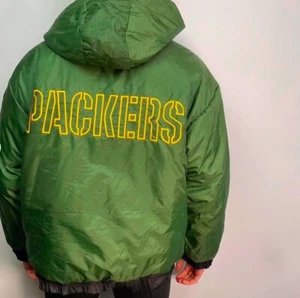 GREEN BAY PACKERS Pro Player Giacca Tampone Reversibile Cappuccio Rimovibile Uomo M - Foto 1 di 8