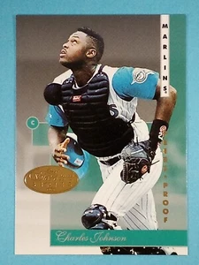 Leaf Signature Series 1996 a prueba de prensa Charles Johnson Florida Marlins #60 - Imagen 1 de 2