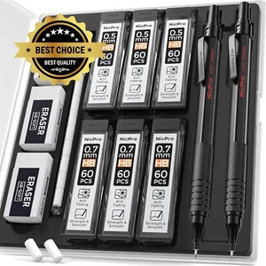 2 PCS Mechanical Pencil 0.5mm & 0.7 mm with Case, Metal Artist Pencil Set wit... - Picture 1 of 8