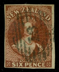 SG 99 Nueva Zelanda 1864. 6d rojo-marrón, marca de agua Nueva Zelanda. Muy bien usado... - Imagen 1 de 2