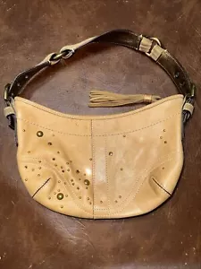 Coach Vjntage Y2K Tan Leather Limited Edition Crystal Studded Hobo Purse - Picture 1 of 5