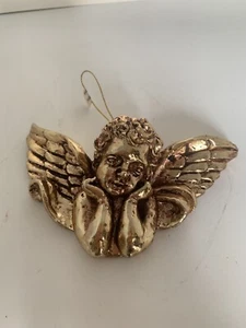 NOS Metallic Gold Cherub ENGEL Weihnachtsschmuck Harz - Bild 1 von 7