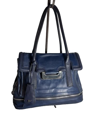 Bolsa de ombro DVF DIANE VON FURSTENBERG azul e azul marinho couro HARPER LAUREL - Imagem 1 de 4