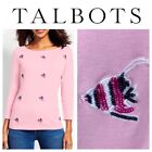 Talbots 2X 18 20 XXL Top Shirt Tunic Pink Fish Embroidered Beaded      t