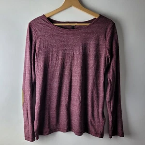 Massimo Dutti Women M Burgundy Elbow Patch 100% Cotton Top Stretch Casual Smart - Picture 1 of 11