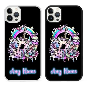 Pastel Goth Skull Personalised Name Phone Case Cover for iPhone 13 Emo Punk Gift - Picture 1 of 7