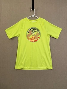 Under Armour Shirt Boy's Large Bright Yellow Heat Gear Graphic Short Sleeves - Picture 1 of 12