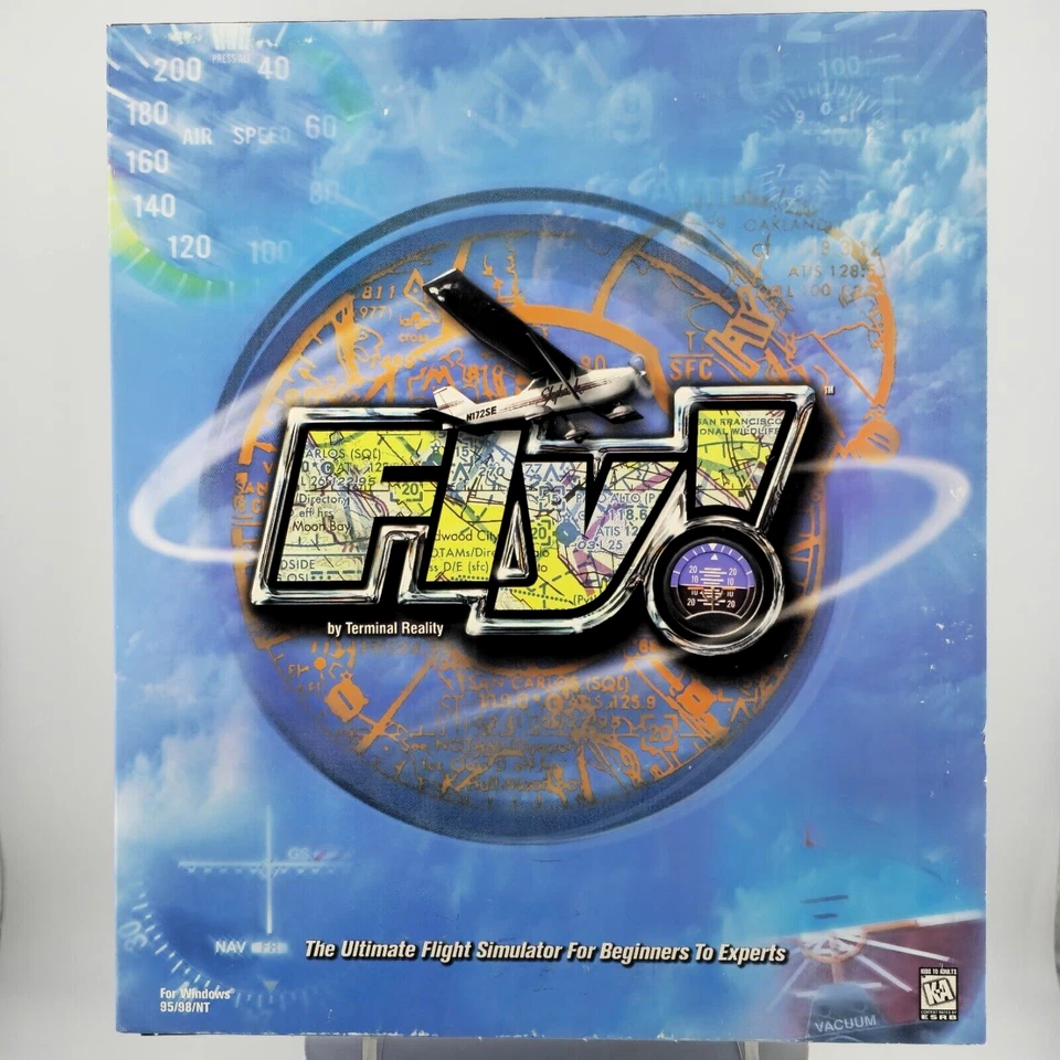 Fly Flight Simulator Terminal Reality 1999 CD-ROM Big Box PC Game Win 95/98/NT