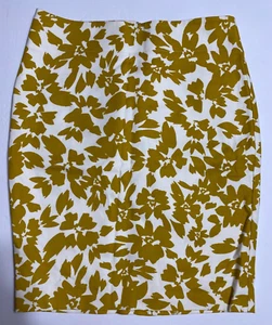 LOFT Ann Taylor Floral Pencil Skirt White & Mustard size 00P - Picture 1 of 6