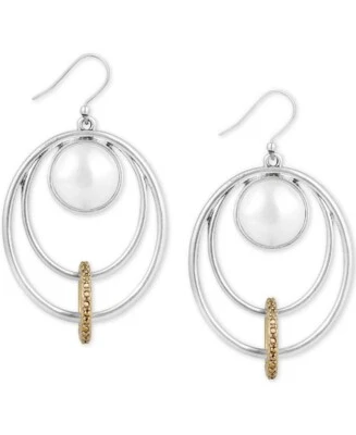 $29 Lucky Brand two  tone imitation pearl multi circle drop   Earrings 112a - Image 1 of 4