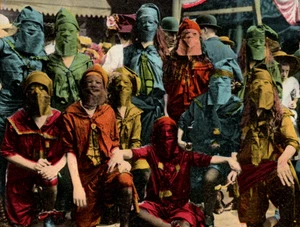 Masked Girls Masks Mardi Gras Postcard Costumes  - Picture 1 of 3