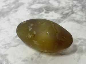 Grande fermacarte da mare a forma di uovo color ambra 3"+ unico trova vetro spiaggia - Foto 1 di 7