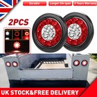 2Pcs 4 Inch Round 12 LED Reverse Backup Tail Lights Trailer Truck Waterproof 24V