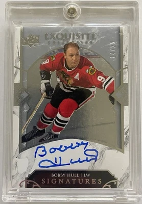 UD Exquisite Collection Signatures Bobby Hull 2019-20 14/25 en tarjeta automática Foto 1 de 2