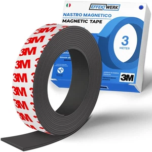 Rotolo Di Nastro Magnetico (3 Metri), Strisce Magnetiche Con Supporto Adesivo - Foto 1 di 7