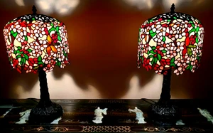 Quoizel Wisteria-Stained Glass Tiffany Style Lamps – Pair or Single – 10″ Shades - Picture 1 of 18