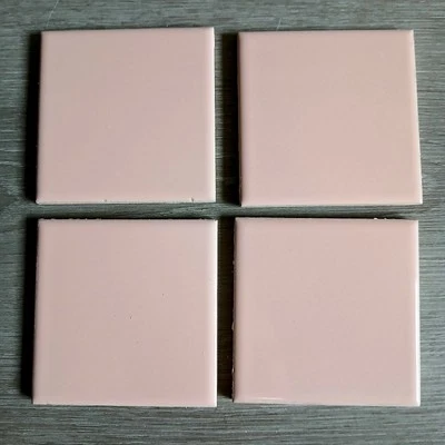 Lot Of 4 USCTCO Romany Reclaimed 1950s Pink Glossy Cermaic Tile 4.25" - Image 1 of 4