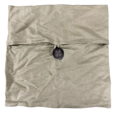 Funda de Almohada Pottery Barn 100% Lino Acento Botón Verde Salvia 18"x18" Cuadrada Foto 1 de 4