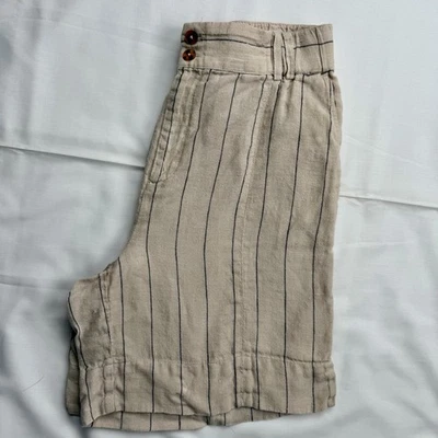 Pantalones cortos Soft Surroundings Montecito para mujer beige de lino talla pequeña Foto 1 de 4