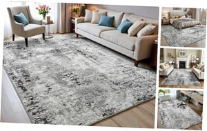 Living Room Area Rug 9x11 Rugs Modern Machine Washable Rug Non Slip Low Pile - Picture 1 of 8