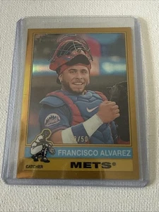 Topps Heritage 2025 cromo 178 Francisco Álvarez oro 33/50 Mets SP - Imagen 1 de 2