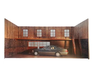Two-Story Garage 1:18 Scale – Wood and Brick Diorama Kit for Car Display 1/18 - Picture 1 of 9