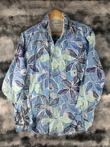 TOMMY BAHAMA 100% LINEN LONG SLEEVE BUTTON UP SHIRT FLOWER PATTERN Unisex M 1132 - Picture 1 of 8
