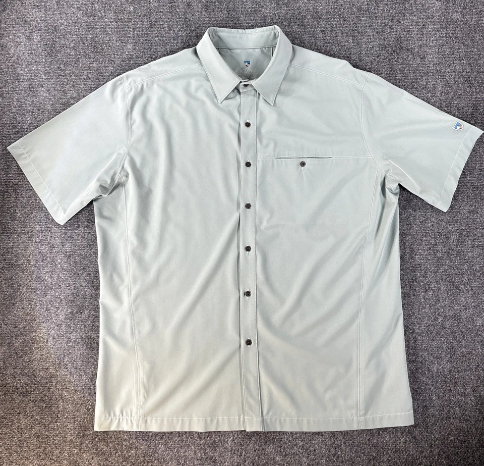 KUHL Men's Size XL Green Tufflex Short Sleeve Button Up Collared Shirt - Image 1 of 4