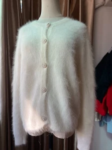 Maglione misto angora soffice cardigan fuzzy maglia super morbida - Foto 1 di 7